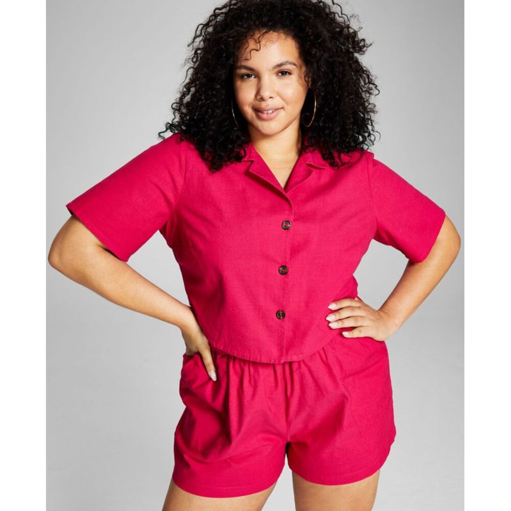 And Now This Now This Trendy Plus Size Camp Shirt